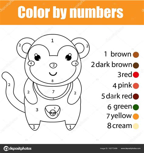 Página para colorear de mono. Juego de niños educativos de ...