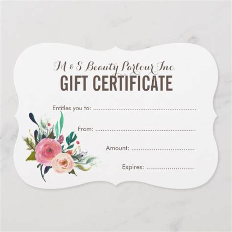 Painted Floral Salon Gift Certificate Template | Zazzle.com