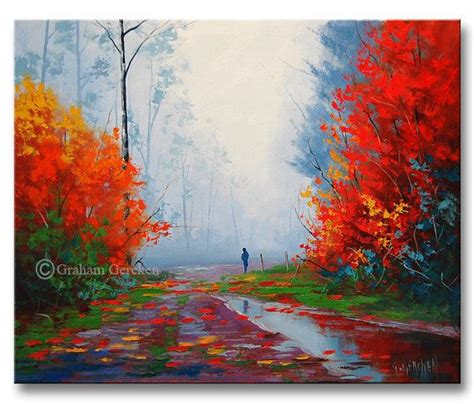 Paisaje de otoño gran óleo Impresionismo Pintura árboles ...