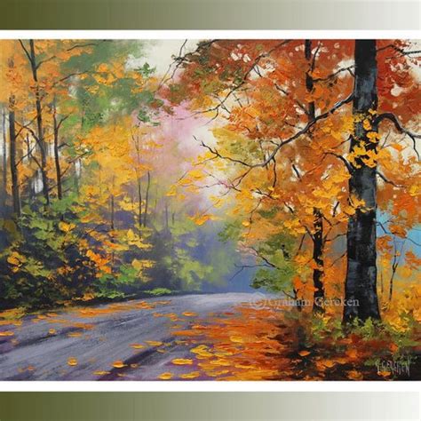 Paisajes de otoño pintura pinturas al óleo de árbol ...