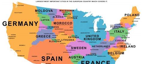 Países distribuidos en el mapa de Estados Unidos según su ...