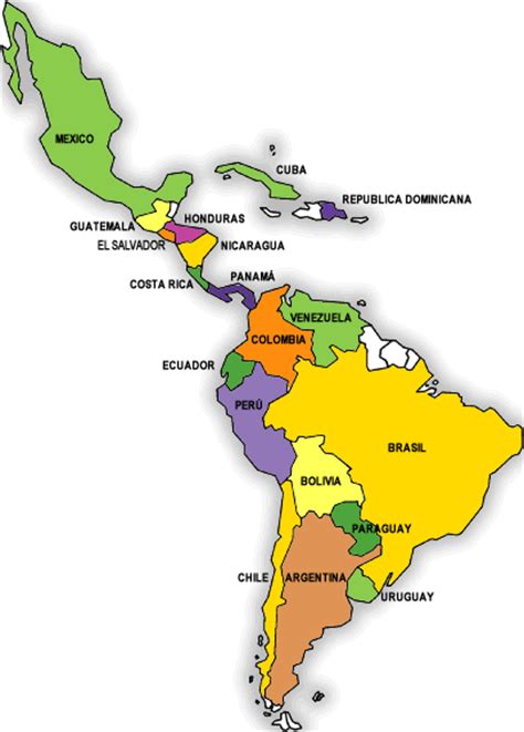 Paises latinoamericanos mapa   Imagui