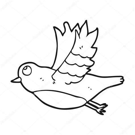 Pájaro blanco y negro de dibujos animados de vuelo ...