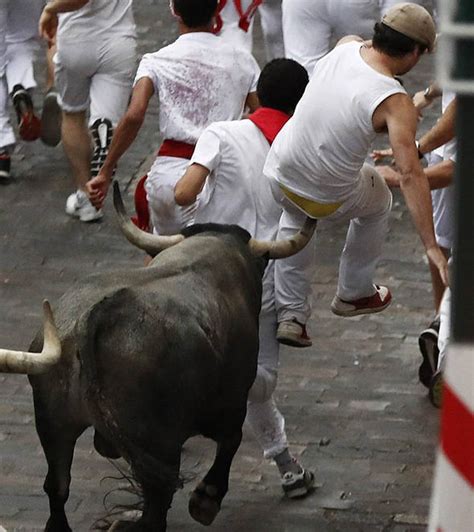 Pamplona bull run 2017 – Beast rams horn into reveller s ...