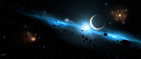 Papeis de parede 2560x1080 Planetas Asteroides Fantasia ...