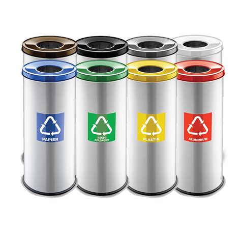 Papelera de reciclaje de metal Eko cilíndrica 50 litros