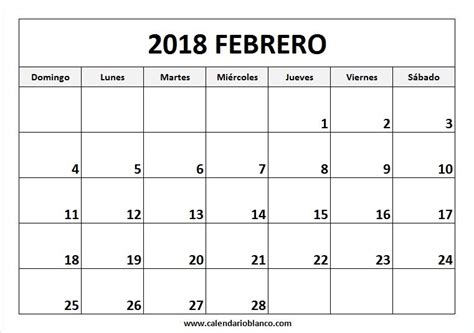 Para Imprimir Calendario Febrero 2018 | Calendario para ...
