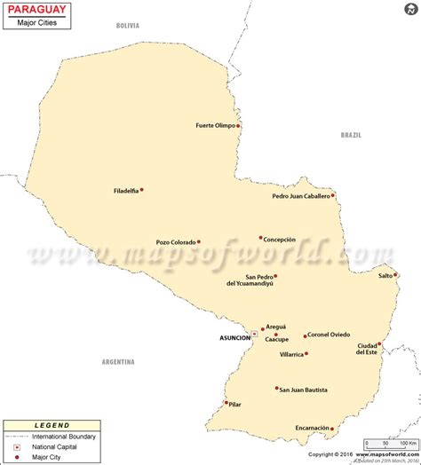 Paraguay Cities Map, Major Cities in Paraguay
