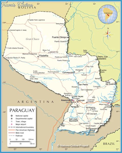 PARAGUAY MAP WITH CITIES   TravelsFinders.Com