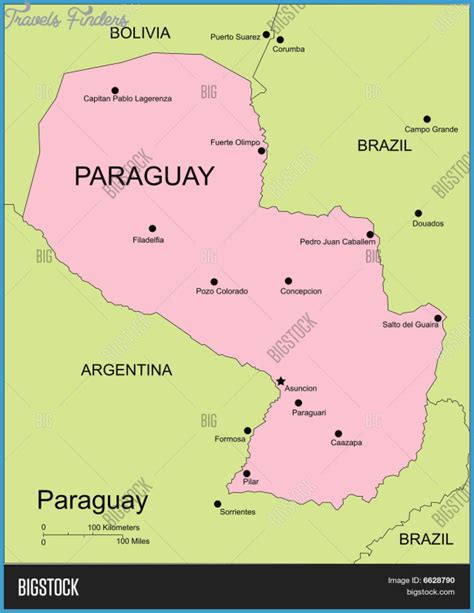PARAGUAY MAP WITH CITIES   TravelsFinders.Com