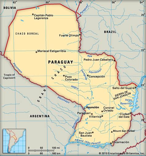 Paraguay Orographie Karte