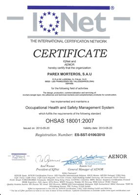 Parex obtiene el Certificado OHSAS de Seguridad y Salud en ...