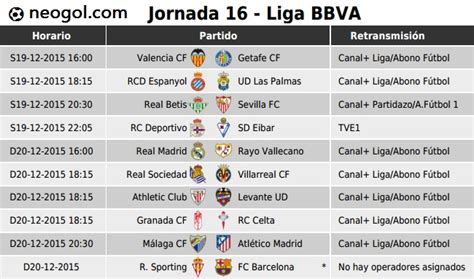 Partidos Jornada 16. Liga Española BBVA 2015 Liga ...