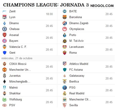 Partidos Jornada 3 Champions League 2015 2016   Liga ...