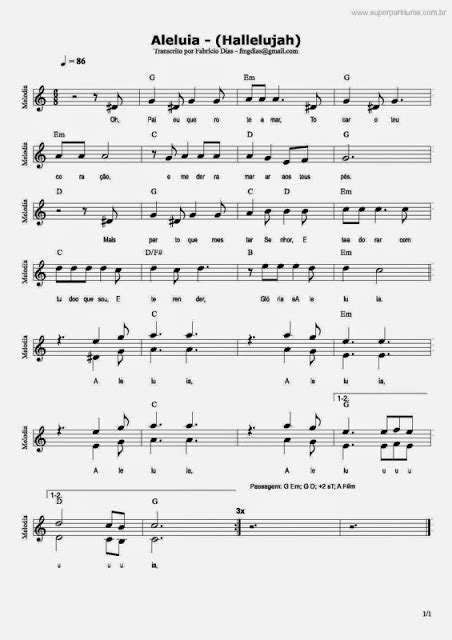 Partitura: Aleluia –  Hallelujah  – Violino e Partituras