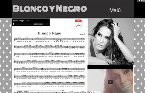 Partitura  Blanco y Negro  de Malú   Clase de Música 2.0