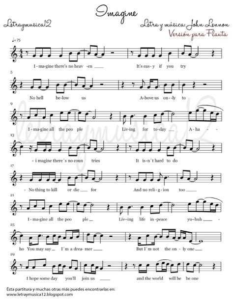 Partituras para Flauta: Partituras Imagine John Lennon ...