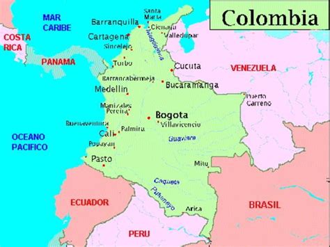 Patria y Unidad: Un poco de geografía. Mapa de Colombia