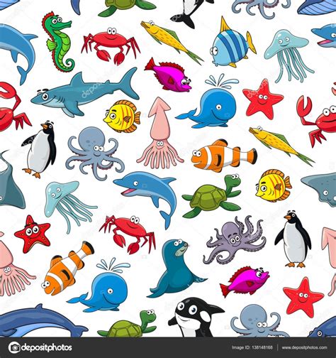 Patrón de dibujos animados de animales marinos de peces y ...