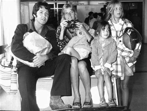 Paul McCartney with wife and children, London Airport ...