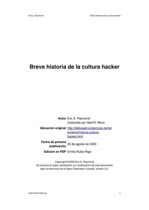 PDF de programación   Breve historia de la cultura hacker