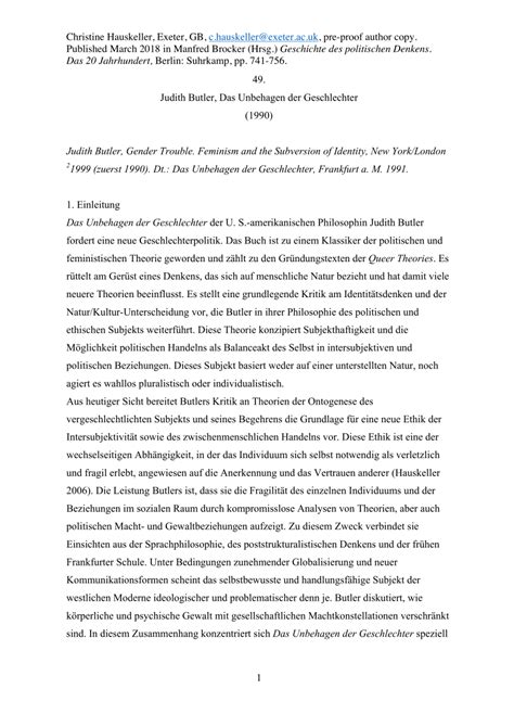 PDF  Judith Butler, Das Unbehagen der Geschlechter