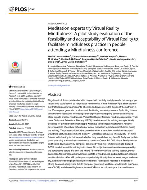 PDF  Meditation experts try Virtual Reality Mindfulness ...