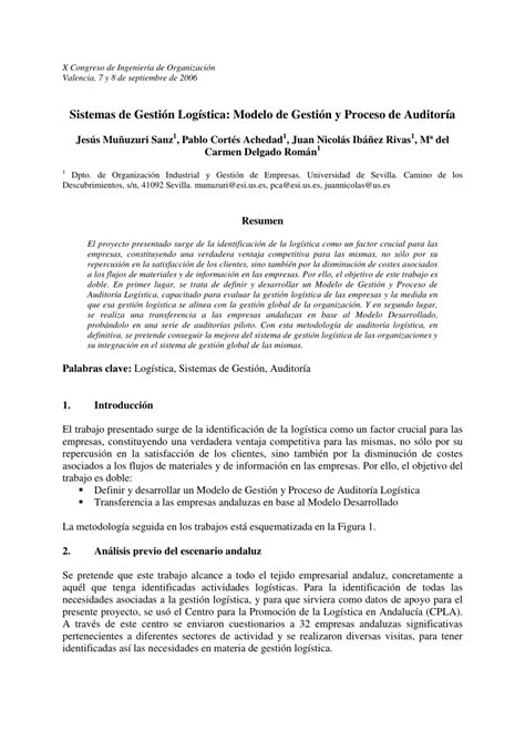 PDF  Sistemas de Gestión Logística: Modelo de Gestión y ...