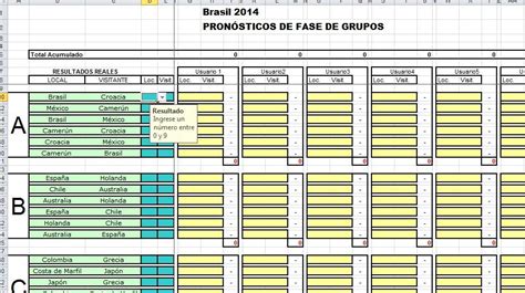Penca   Prode  Excel    Mundial Brasil 2014, para ...