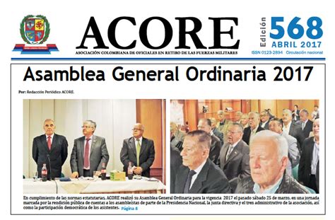 Periódico abril 2017, edición 568   ACORE Colombia