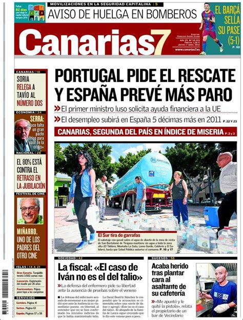 Periódico Canarias 7  España . Periódicos de España ...