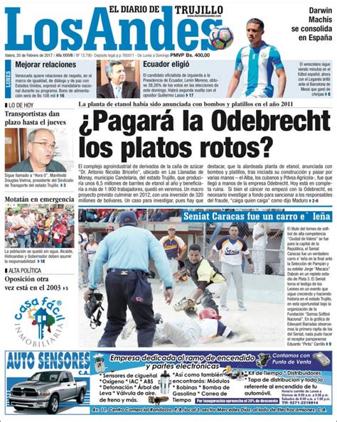 Periódico Diario de los Andes  Venezuela . Periódicos de ...