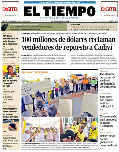 Periódico Diario El Tiempo  Venezuela . Periódicos de ...