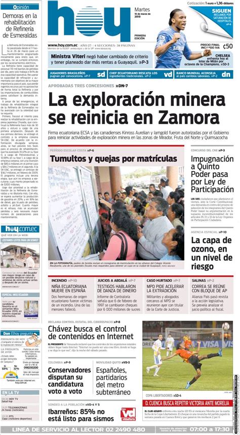 Periódico Diario Hoy  Ecuador . Periódicos de Ecuador ...