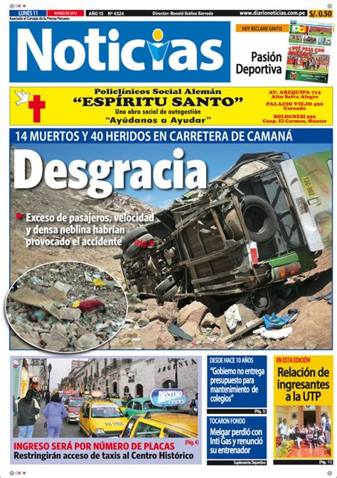 Periódico Diario Noticias  Perú . Periódicos de Perú. Toda ...