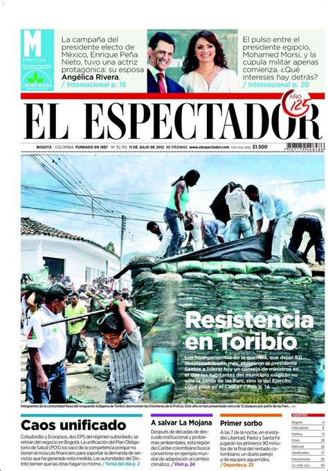 Periódico El Espectador  Colombia . Periódicos de Colombia ...