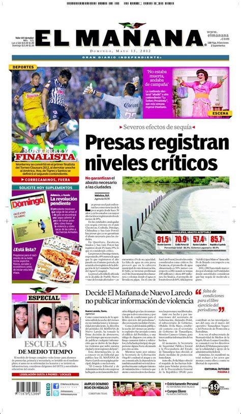 Periódico El Mañana de Reynosa  México . Periódicos de ...