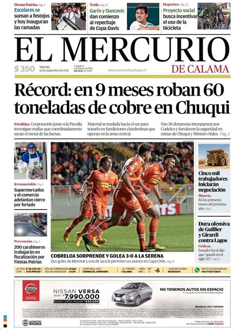 Periódico El Mercurio   Calama  Chile . Periódicos de ...