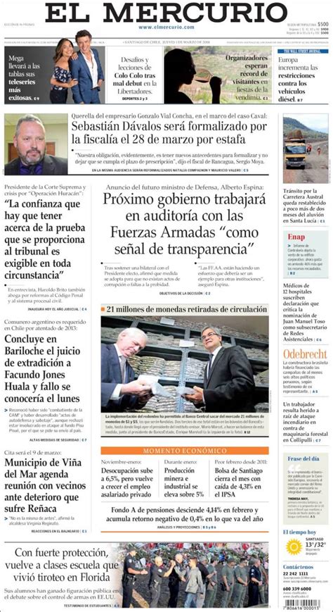 Periódico El Mercurio  Chile . Periódicos de Chile. Toda ...