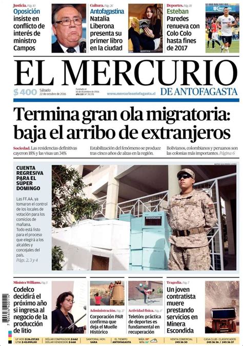 Periódico El Mercurio de Antofagasta  Chile . Periódicos ...