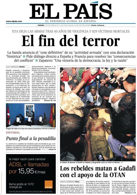 Periódico El País  España . Periódicos de España. Edición ...
