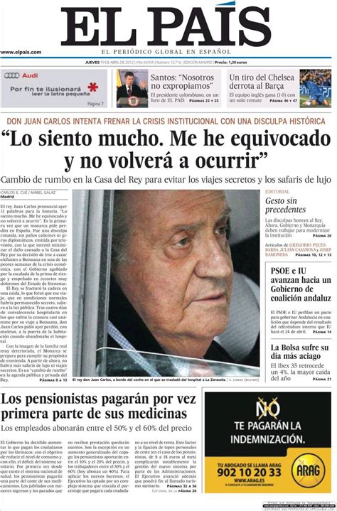 Periódico El País  España . Periódicos de España. Edición ...