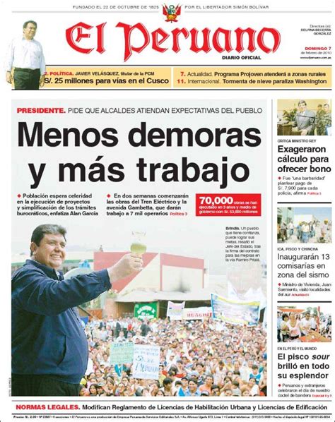 Periódico El Peruano  Perú . Periódicos de Perú. Edición ...
