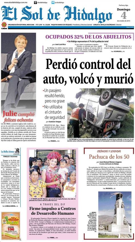 Periódico El Sol de Hidalgo  México . Periódicos de México ...