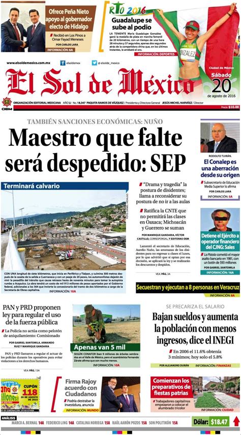 Periódico El Sol de México  México . Periódicos de México ...