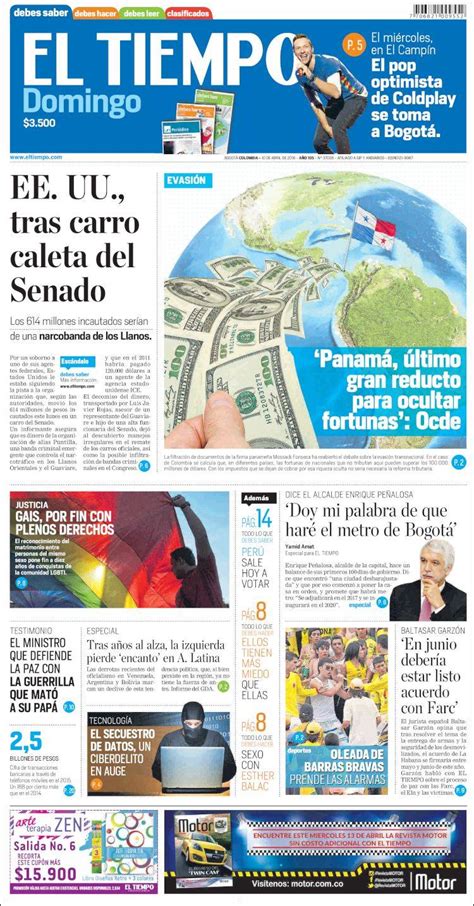Periódico El Tiempo  Colombia . Periódicos de Colombia ...