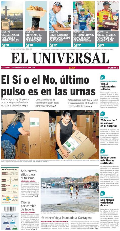 Periódico El Universal  Colombia . Periódicos de Colombia ...