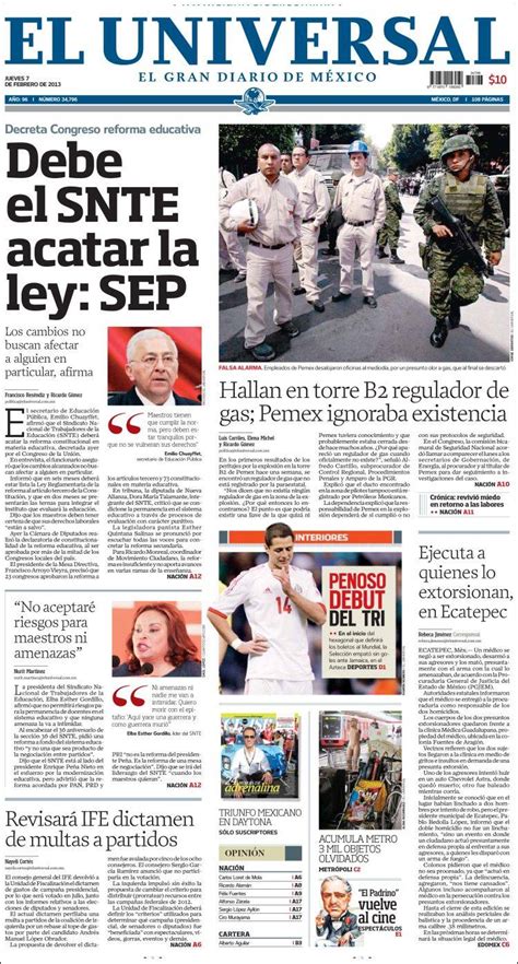 Periódico El Universal  México . Periódicos de México ...