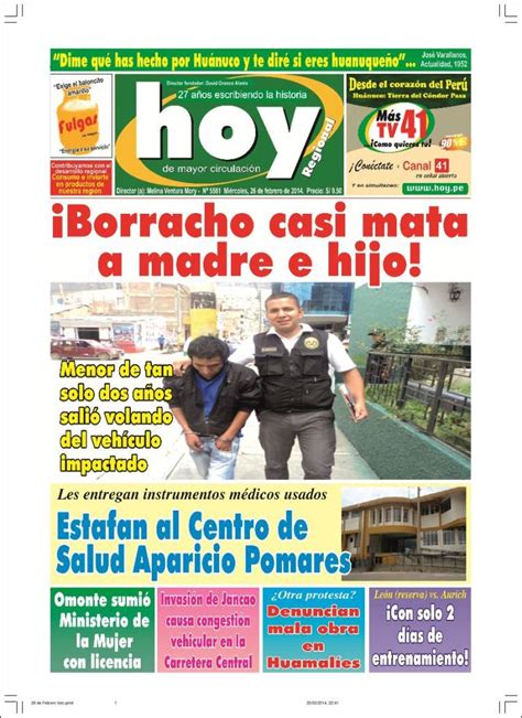 Periódico Hoy Perú  Perú . Periódicos de Perú. Edición de ...