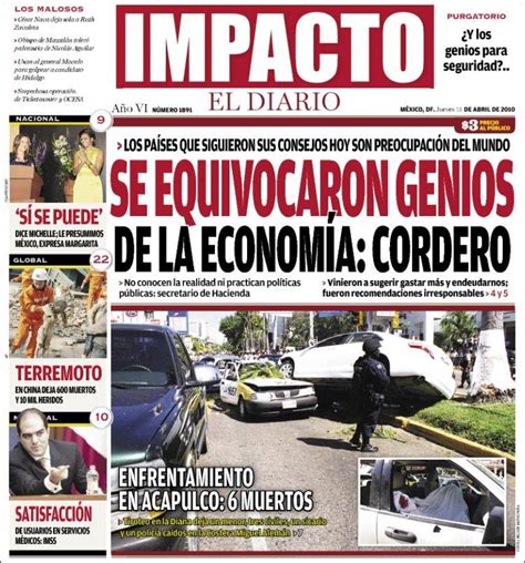 Periódico Impacto El Diario  México . Periódicos de México ...